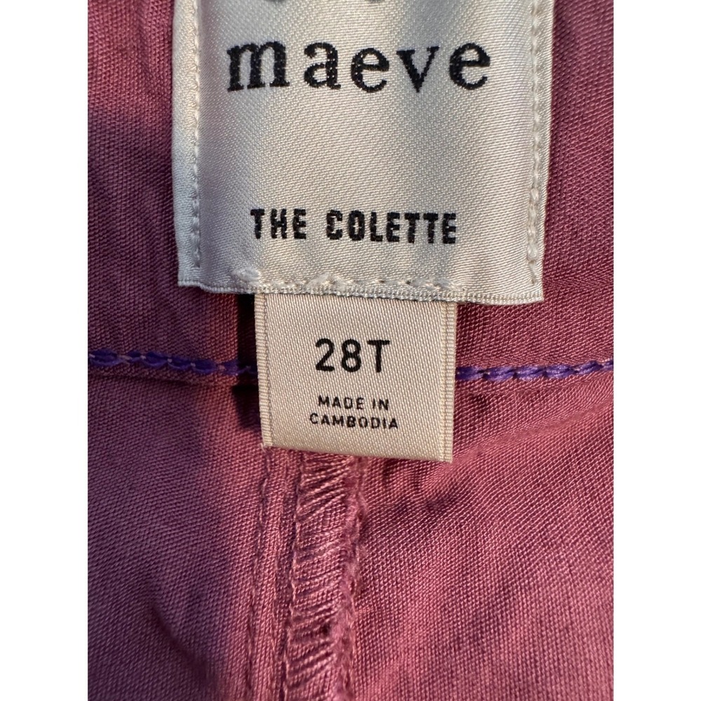 Maeve Anthropologie The Colette Wide Leg Pants Mauve Pink Linen Blend 28T Tall - Picture 4 of 7
